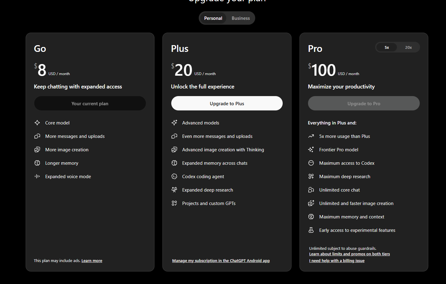 ChatGPT Pricing Plans